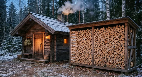 Укладка дров в Коренёве, улица Заречная, 42